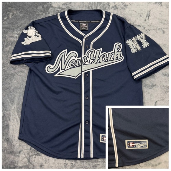 Colosseum Athletics Other - Colosseum Athletics New York Baseball Jersey Mens Large Navy Blue Button Up